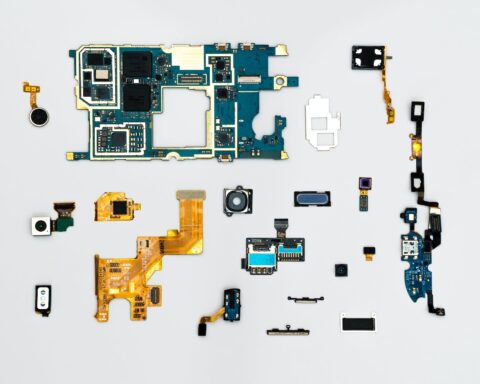 blue and yellow phone modules