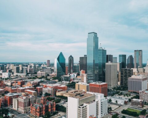 aerial photo of city buildings