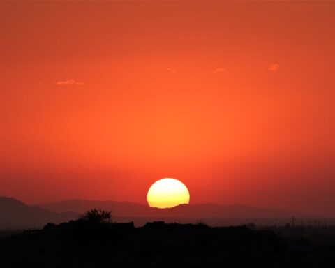 scenic view of the sunset over the mountains