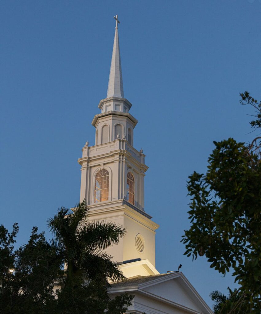 clear blue sky over a church