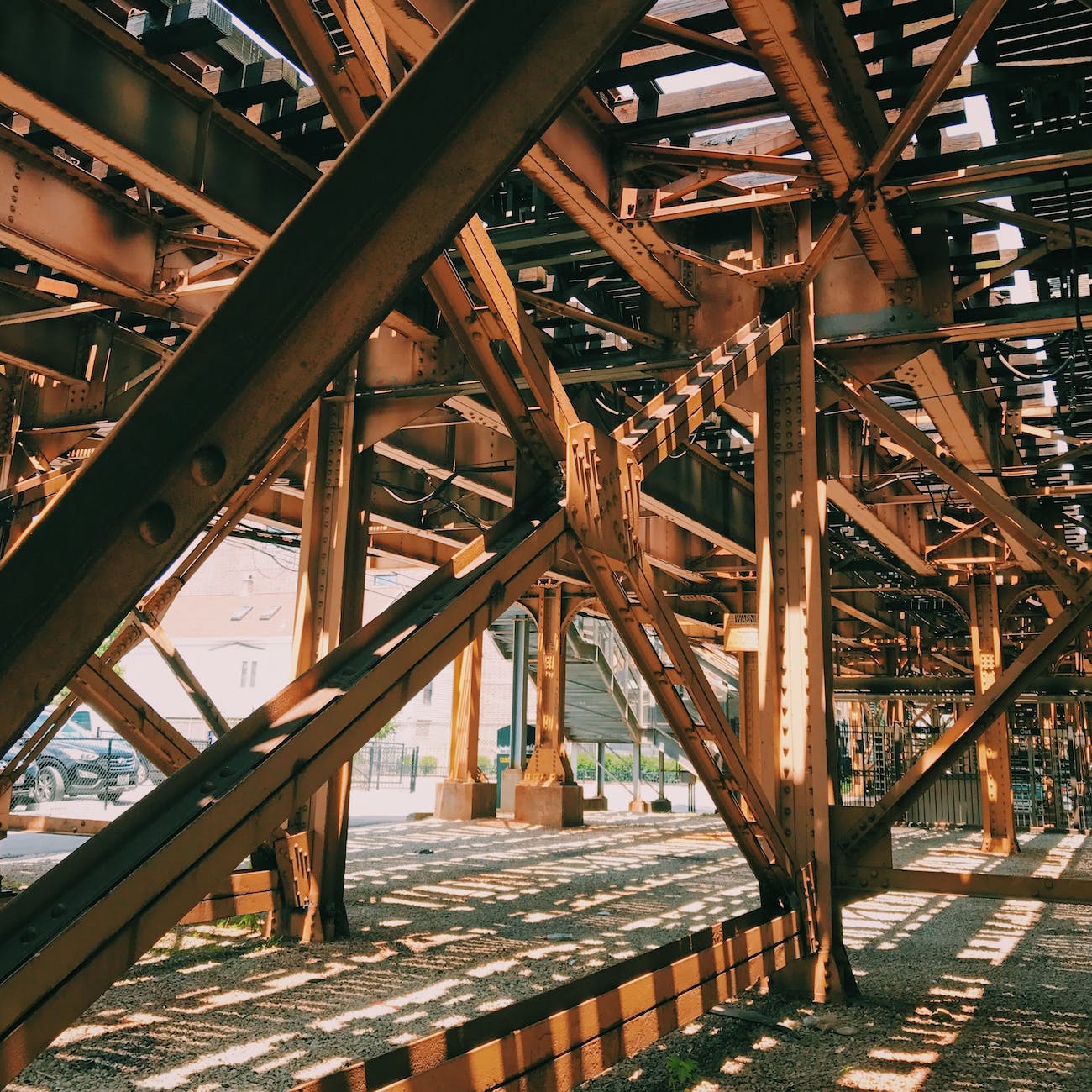 rusty brown metal bridge